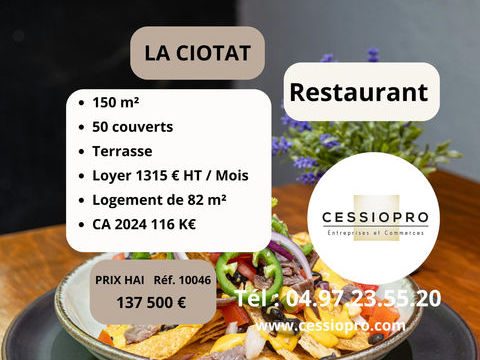 RESTAURANT ET APPARTEMENT   loyer 1315� - LA CIOTAT 137500 13600 La ciotat
