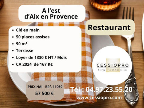 Fonds de commerce restauration   &Agrave; l'est d'Aix-en-Provence, charmant restaurant avec terrasse   Cl&eacute; en main 57500 13100 Aix en provence