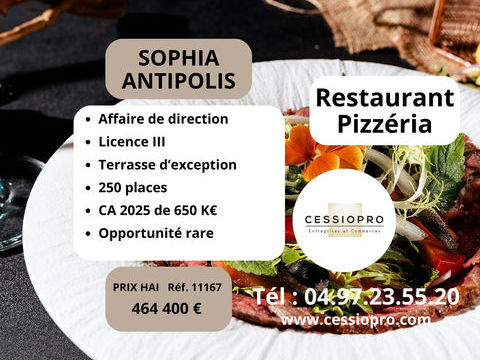 AFFAIRE DE DIRECTION   LICENCE III   250 PLACES   TERRASSE D'EXCEPTION   SOPHIA ANTIPOLIS (06) 464400 06560 Valbonne