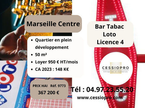 Bar Tabac Licence 4 Loto Bimbeloteries, Marseille centre 367200 13001 Marseille