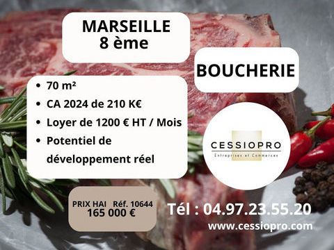 BOUCHERIE, dernier CA 210K�,  MARSEILLE 8ieme 165000 13008 Marseille