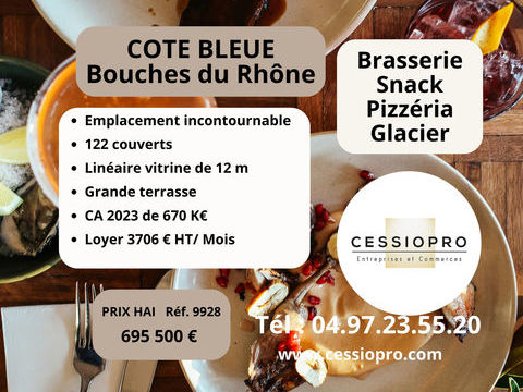 BRASSERIE SNACK PIZZERIA GLACIER 126 COUVERTS   COTE BLEUE 695500 13620 Carry le rouet