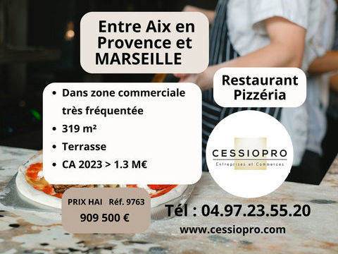 RESTAURANT PIZZERIA, ZONE COMMERCIALE TRES ACTIVE, CA 1.4M�, ENTRE AIX ET MARSEILLE 909500 13170 Les pennes mirabeau