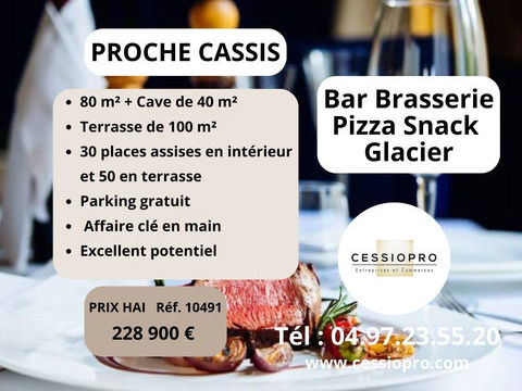 BAR / BRASSERIE / PIZZA / SNACK / GLACIER   EMPLACEMENT No1   PROCHE DE CASSIS 228900 13260 Cassis