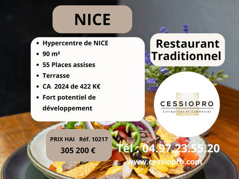 Restaurant traditionnel en plein c�ur de Nice   420k � CA 2024 305200 06000 Nice