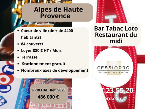 Tr&egrave;s belle affaire de Bar Tabac Loto Restaurant du Midi, Licence 4, avec Terrasse et Patio Int&eacute;rieur. En plein 486000 04200 Sisteron