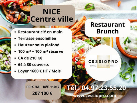 A vendre restaurant de brunch cl&eacute; en main avec terrasse ensoleill&eacute;e   Centre-ville de Nice 207100 06000 Nice