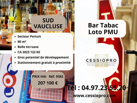 Bar Tabac Loto PMU + Terrasse. Sud Vaucluse 207100 84120 Pertuis