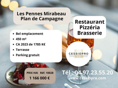 Restaurant Pizzeria Brasserie au Pennes Mirabeau : Un espace spacieux de 450 m2 avec terrasse &agrave; 1 166 000 euro 1166000 13170 Les pennes mirabeau