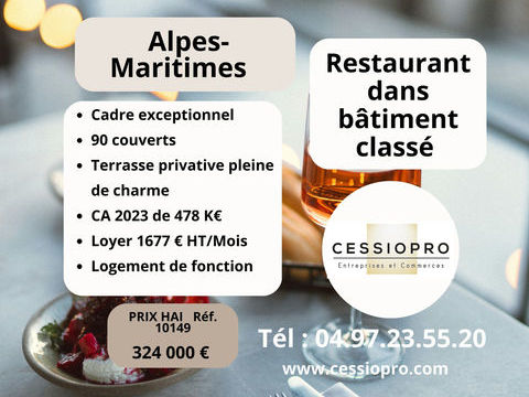 ALPES-MARITIMES   MAGNIFIQUE RESTAURANT DANS UN B&Acirc;TIMENT CLASS&Eacute;   TERRASSE PRIVATIVE PLEINE DE CHARME 324000 06560 Valbonne