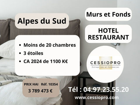 Murs et Fonds de commerce H&ocirc;tel Restaurant 3 &eacute;toiles de moins de 20 chambres- Alpes du Sud 3789473 06000 Nice