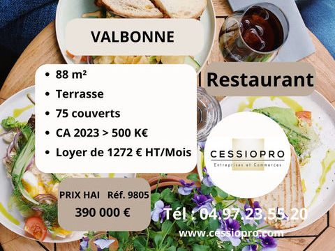 RESTAURANT TENDANCE   BELLE CLIENTELE ACQUISE   EBE DE 90 K� - VALBONNE 390000 06560 Valbonne