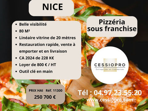 A VENDRE FONDS DE COMMERCE DE PIZZERIA SOUS FRANCHISE A NICE 250700 06100 Nice