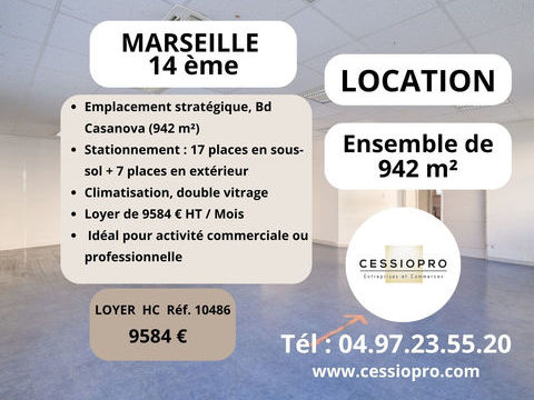 LOCATION D'UN ENSEMBLE DE 942 m2 + PARKINGS, 115 K� DE LOYER, MARSEILLE 14i&egrave;me 9584 13014 Marseille