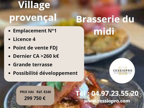 Tr&egrave;s belle Brasserie du Midi + FDJ + Licence 4 + grande Terrasse sur emplacement No1, en plein c�ur d'un villa 299750 13300 Salon de provence