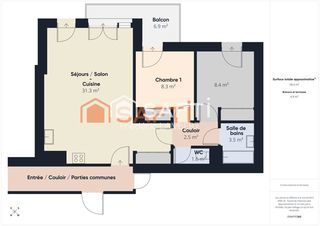  Appartement � vendre 3 pi�ces 59 m�