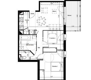  Appartement � vendre 3 pi�ces 61 m�