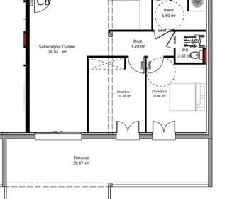  Appartement � vendre 3 pi�ces 64 m�