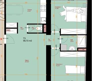  Appartement � vendre 3 pi�ces 60 m�