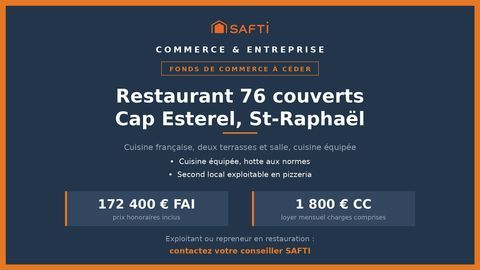 Restaurant 76 couverts &agrave; Cap Esterel &agrave; reprendre 170000 83530 Saint-raphael