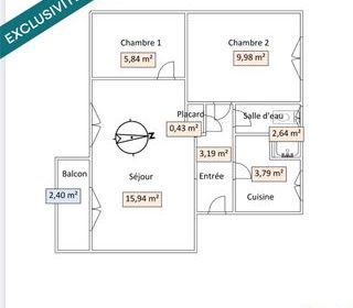  Appartement � vendre 2 pi�ces 42 m�