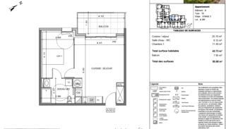  Appartement � vendre 2 pi�ces 43 m�