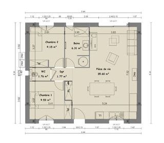  Maison � vendre 3 pi�ces 64 m�