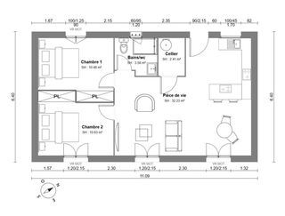  Maison � vendre 3 pi�ces 60 m�