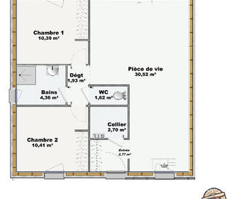  Maison � vendre 3 pi�ces 65 m�