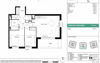  Appartement � vendre 3 pi�ces 62 m�