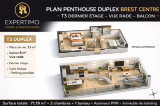  Appartement � vendre 3 pi�ces 71 m�