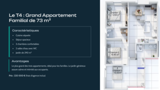  Appartement � vendre 4 pi�ces 73 m�