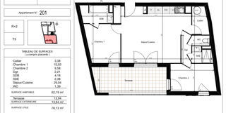  Appartement � vendre 3 pi�ces 62 m�