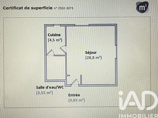  Appartement � vendre 1 pi�ce 38 m�