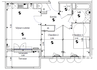  Appartement � vendre 3 pi�ces 55 m�