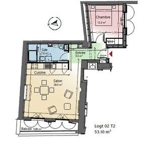  Appartement � vendre 2 pi�ces 53 m�