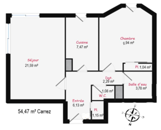  Appartement � vendre 2 pi�ces 54 m�