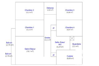 Appartement � vendre 5 pi�ces 91 m�