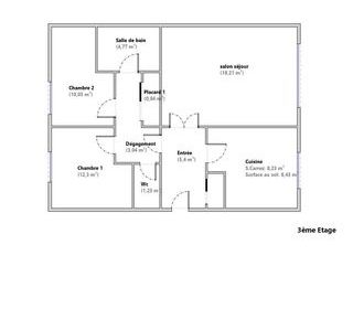  Appartement � vendre 3 pi�ces 65 m�