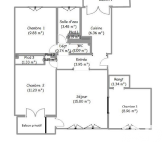  Appartement � vendre 4 pi�ces 65 m�