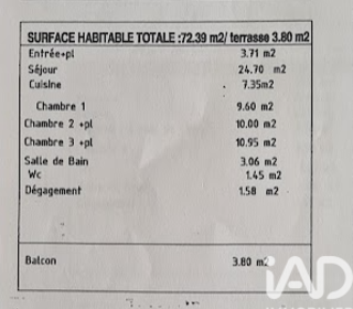  Appartement � vendre 4 pi�ces 72 m�