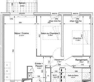  Appartement � vendre 3 pi�ces 60 m�