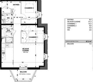  Appartement � vendre 3 pi�ces 67 m�