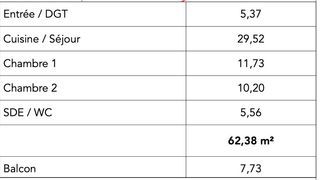  Appartement � vendre 3 pi�ces 62 m�