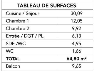  Appartement � vendre 3 pi�ces 65 m�