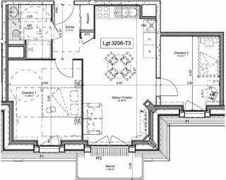  Appartement � vendre 3 pi�ces 51 m�