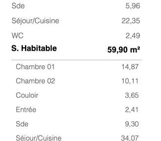  Appartement � vendre 3 pi�ces 60 m�