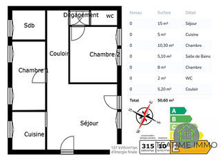  Maison � vendre 3 pi�ces 50 m�