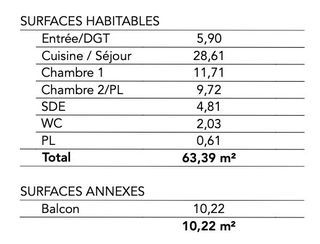  Appartement � vendre 3 pi�ces 63 m�