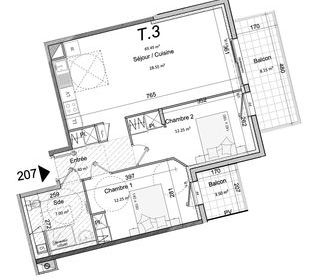  Appartement � vendre 3 pi�ces 65 m�